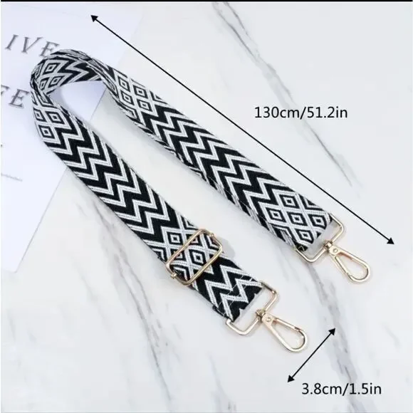 Shoulder Bag Strap Adjustable Replacement Accessory Black and White or Beige - Picture 5 of 12